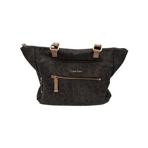 Women’s Calvin Klein Brown Leather Logo Patterned Hangbag